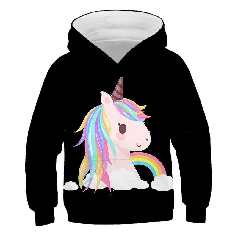 S5df4d93ac6b443dbb723b8b4adfea739x Sweat Licorne à Capuche Noir Arc-en-ciel